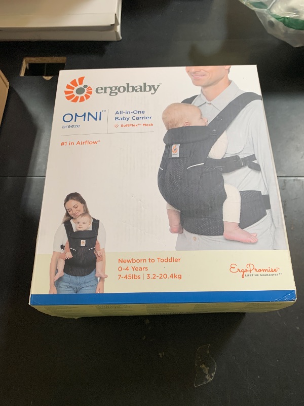 Photo 1 of Ergobaby All Carry Positions Breathable Mesh Baby Carrier with Enhanced Lumbar Support & Airflow (7-45 Lb), Omni Breeze, Onyx Black