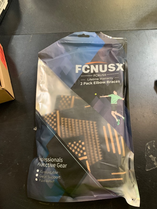 Photo 1 of FCNUSX Copper Elbow Brace Compression Sleeves for Pain Relief Men & Women, Arm Support Forearm Pads Braces for Tendonitis, Tennis, Golfers, Arthritis, Weightlifting (Large, Black)