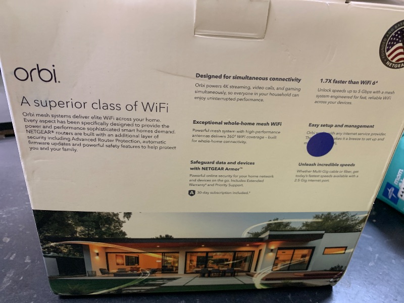 Photo 1 of NETGEAR Orbi 370 Series Dual-Band WiFi 7 Mesh System for Home (RBE372) – Wireless Router (no Modem) + 1 Extender, Security Features, Covers 4,000 sq.ft., 70 Devices, Universally Compatible with ISPs