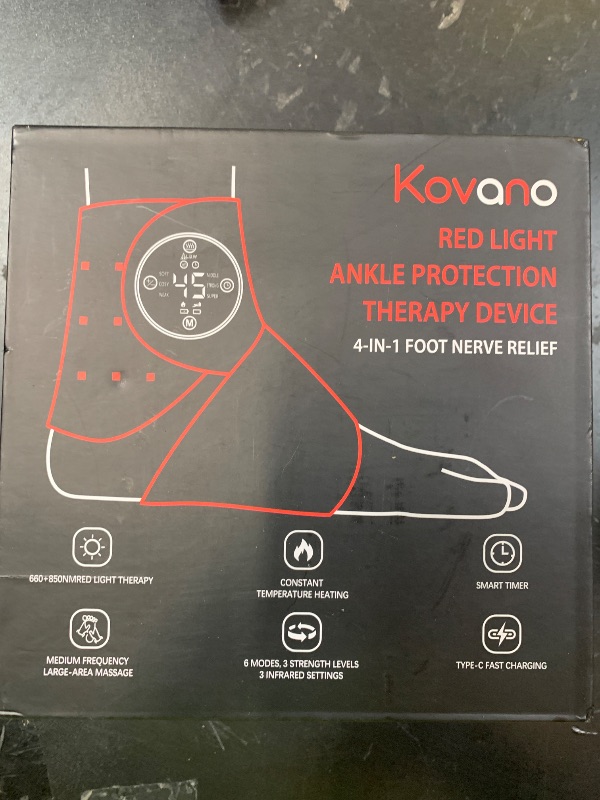Photo 1 of Large Fit Wearable Foot Massager Wrap, Cordless Heated Ankle Massager with Red Light, Portable for Foot Comfort & Circulation Support, 6 Modes 3 Intensities, Multi-Area Use for Foot, Knee & Back