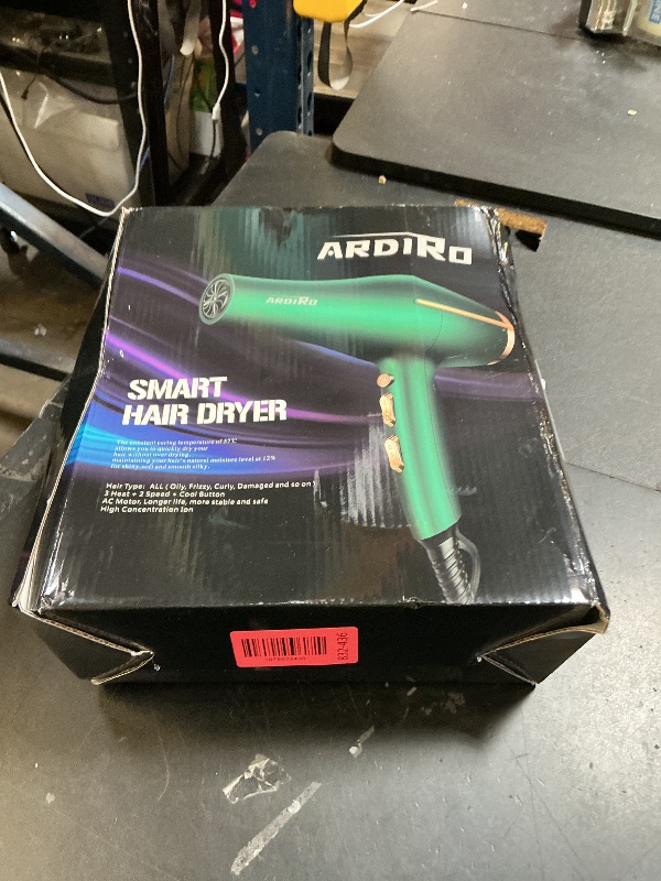 Photo 1 of ARDIRO 2000 Watt Negative Ionic Hair Dryer, Professional Salon Blow Dryer, Low Noise Fast Drying & Powerful AC Motor and Diffuser Comb for Men Women,3 Heat & 2 Speed Settings, Easy to Use- Green