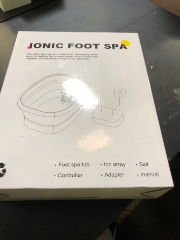 View 3 of Ionic Foot Bath Detox Machine,Foot Detox Foot Bath Soak Tub with 2 Arrays,80 Disposable Foot Spa Liners, Sea Salt,Folding Foot Spa Bucket,Home Salon-Level Foot Soaking Tub