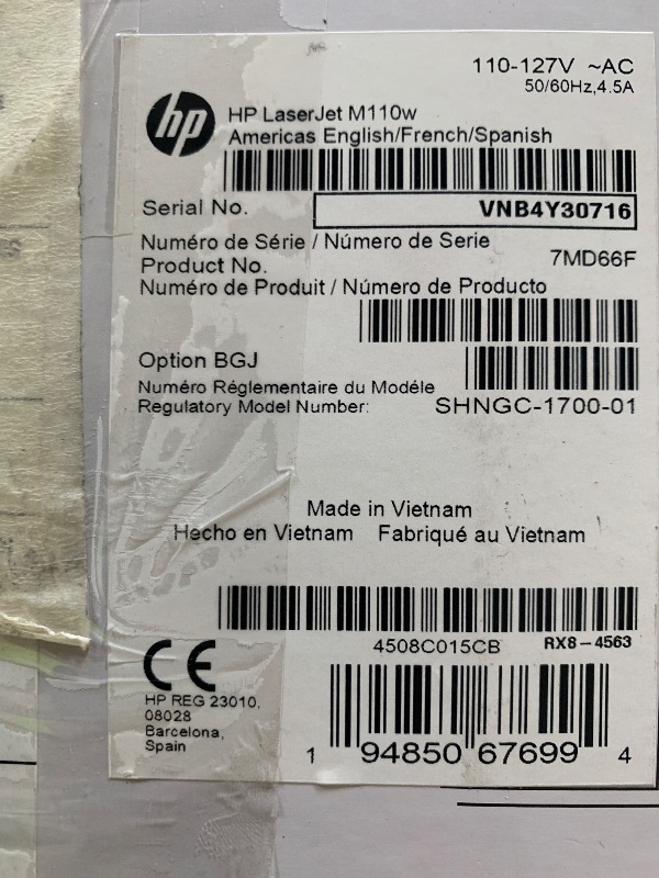 Photo 1 of HP LaserJet M110w Wireless Black & White Printer, Print, Fast speeds, Easy Setup, Mobile Printing, Best-for-Small Teams