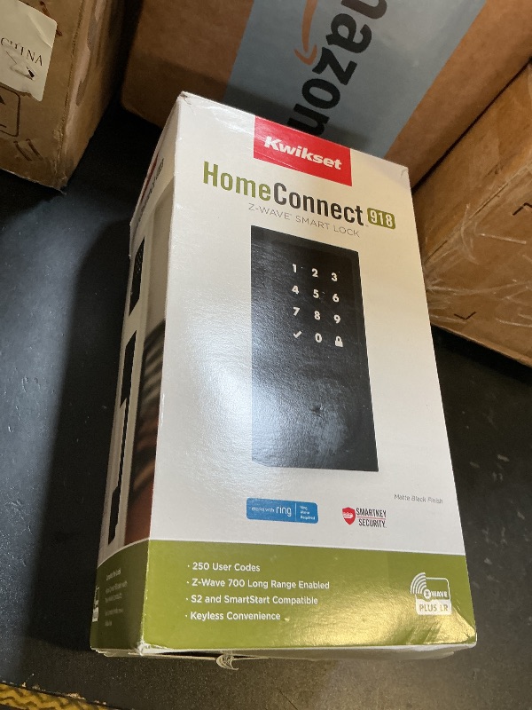 Photo 1 of Kwikset HomeConnect 918 Contemporary Z-Wave Long Range Enabled Touchscreen Lock Works with Ring Alarm, Samsung SmartThings Hub Required, Sold Separately in Matte Black