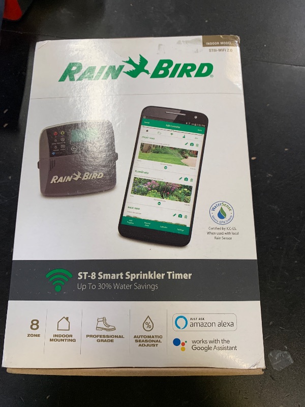 Photo 1 of Rain Bird ST8I-2.0 Smart Indoor WiFi Sprinkler/Irrigation System Timer/Controller, WaterSense Certified, 8-Zone/Station, Compatible with Amazon Alexa