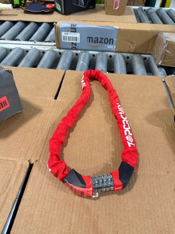 Photo 1 of [Locked] Topcrown Bike Chain Lock 5 Digit Combination Bicycle Lock (Red)