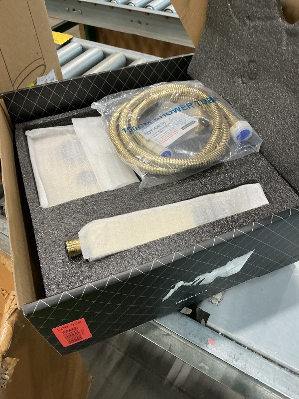 Photo 1 of [MISSING PARTS] Kurpot Gold Shower System, 10'' Square Rainfall Shower Head with Handheld Combo Spray, Bathroom Brushed Gold Shower Faucet Set with Valve, 59'' Shower Hose, Shower Trim Kit and Diverter, Wall Mounted