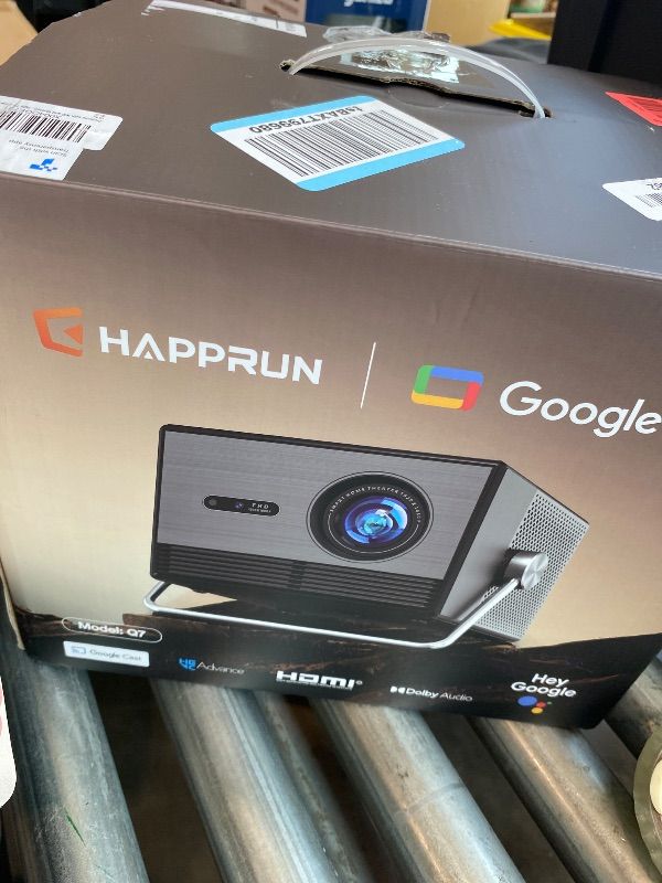 Photo 1 of 2000 ANSI Official Licensed Google TV Outdoor Projector 4K Full HD, Smart Projector with Wifi and Bluetooth, Auto Focus, Dolby Sound,Built-in Apps,HAPPRUN Indoor Home Theater for Phone/TV Stick/PC/PS5