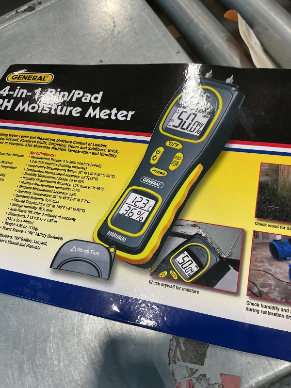 Photo 1 of General Tools MMH800 Pin/Pinless Moisture Meter w/Temp and Humidity