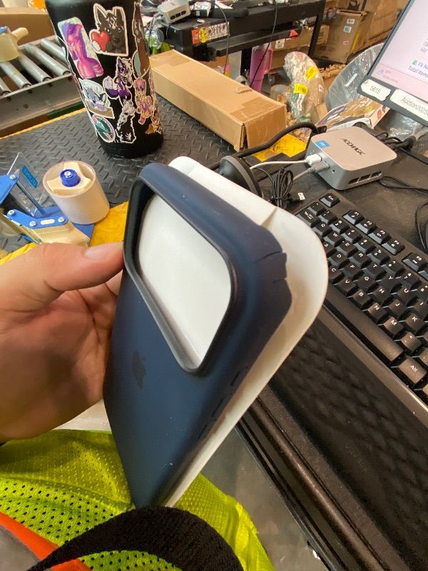 Photo 1 of [Corner Broken] Apple iPhone 17 Pro Max Silicone Case with MagSafe and Camera Control: Lightweight Phone Case, Wireless Charging Compatible, Smooth Matte Finish; Midnight