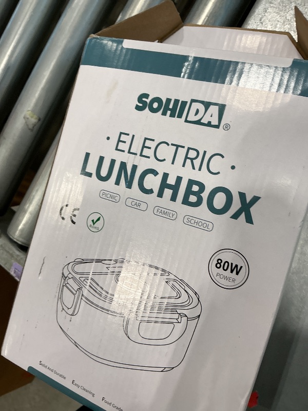 View 2 of [HEAVILY USED] [MISSING PARTS] SOHIDA Heated Lunch Box with Heating Time Controller, Automatic Heat Preservation 110V Electric Lunch Box for Home/Office, Portable Food Warmer 12V/24V for Car/Truck with 80W Self Heating
