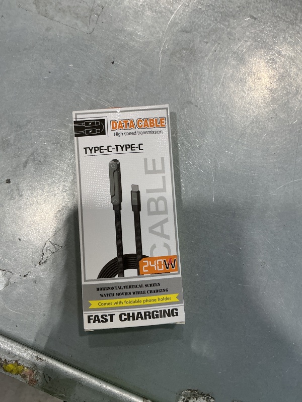 Photo 1 of [MISSING PARTS] Invisible Holder Charger Cable, 240W PD Fast Charging Cable for Desk, USB-C to USB-C & USB to Light-ning Cable 4.9 FT with 360° Adjustable Metal Stand, 2 in 1 Holder Charger for Gaming, Office, Home