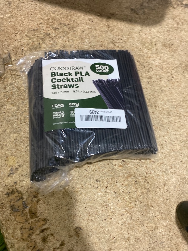 Photo 1 of [500 COUNT]CORNSTRAW 5" Short Cocktail Straws & Coffee Stirrers - Eco-Friendly PLA Cornstarch Plastic-Free Black Straws - Sip Stir Sticks for Whiskey, Cocktails, Cold Drinks - Bar & Party Supplies