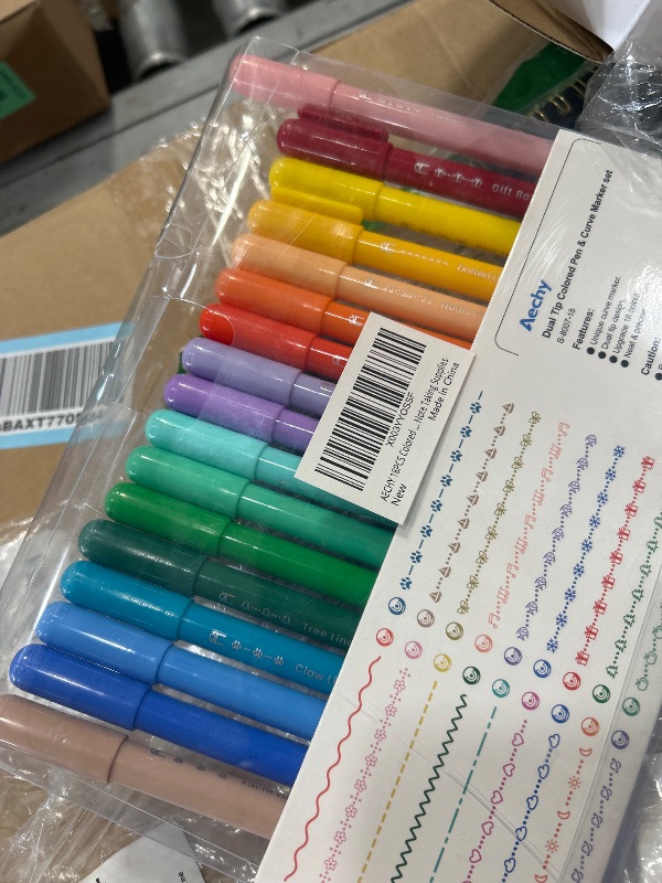 View 2 of 17PACK*****AECHY Dual Tip Curve Highlighter Pens, 18 Patterns, 18 Colors, 18 Pack