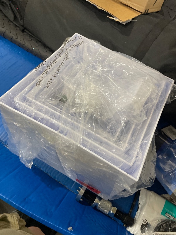 Photo 1 of 10 Pcs White Acrylic Buffet Risers with Mini Sign and Marker, Food Display Stands for Buffet Table Party Catering Dessert Jewelry Collectibles, Acrylic Cube Nesting Boxes with Hollow Bottoms 8 Sizes (10" 9" 8" 7" 6" 5" 4" 4" 3" 3")