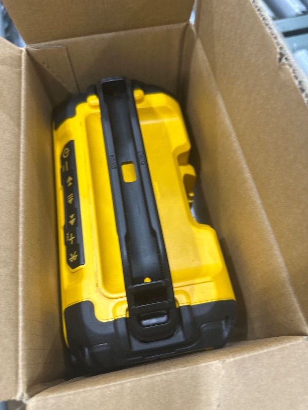 Photo 1 of ***UNABLE TO TEST***DEWALT 20V MAX Bluetooth Speaker, 100 ft Range, Durable for Jobsites, Phone Holder Included, Lasts 8-10 Hours with Single Charge (DCR010), Black Yellow