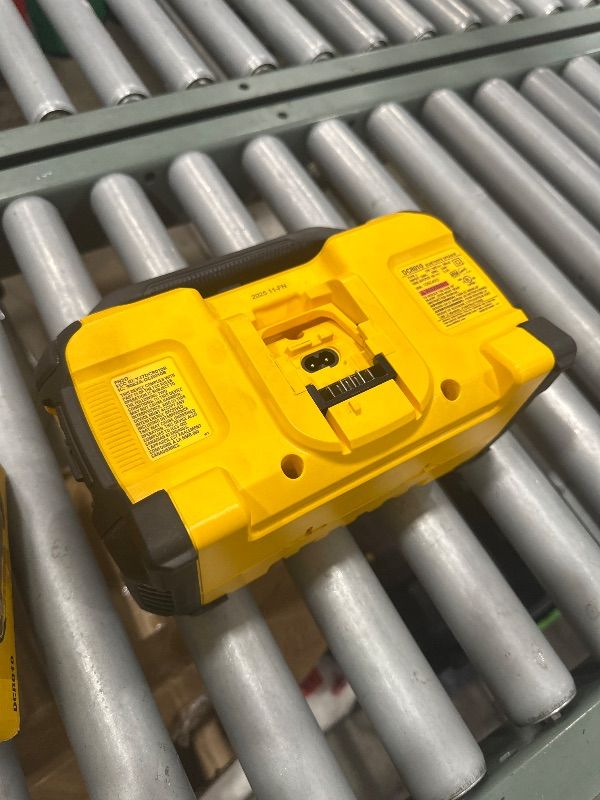 Photo 1 of ***UNABLE TO TEST***DEWALT 20V MAX Bluetooth Speaker, 100 ft Range, Durable for Jobsites, Phone Holder Included, Lasts 8-10 Hours with Single Charge (DCR010), Black Yellow