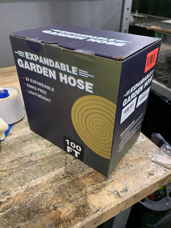 Photo 1 of 100 ft Non-Expandable Garden Hose, Flexible Ultra Lightweight Durable, Kink-Free Water Hose with 10 Function Sprayer - Non-Tangle,Puncture Proof pipe, Easy to Store, All-Weather Use Garden Hoses