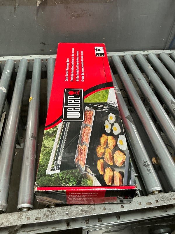 Photo 1 of "Weber 30" Slate Griddle Warming Rack & Resting Tray – Easy?Install Adjustable Rack with Raised Edges & Narrow Heat Slots for Keeping Food Warm, Toasting & Extra Cook Space