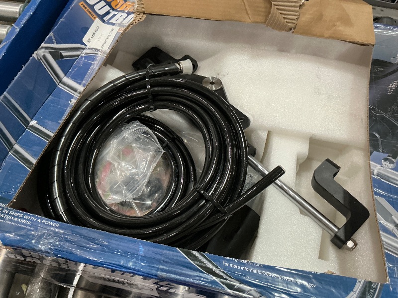 Photo 1 of ??????? 200HP Hydraulic Outboard Steering Kit Boat Marine System with Electroplated Steering Wheel, Helm Pump, Hydraulic Cylinder, 26ft PU Hoses, Fit for Most Single Outboard-Powered Boats