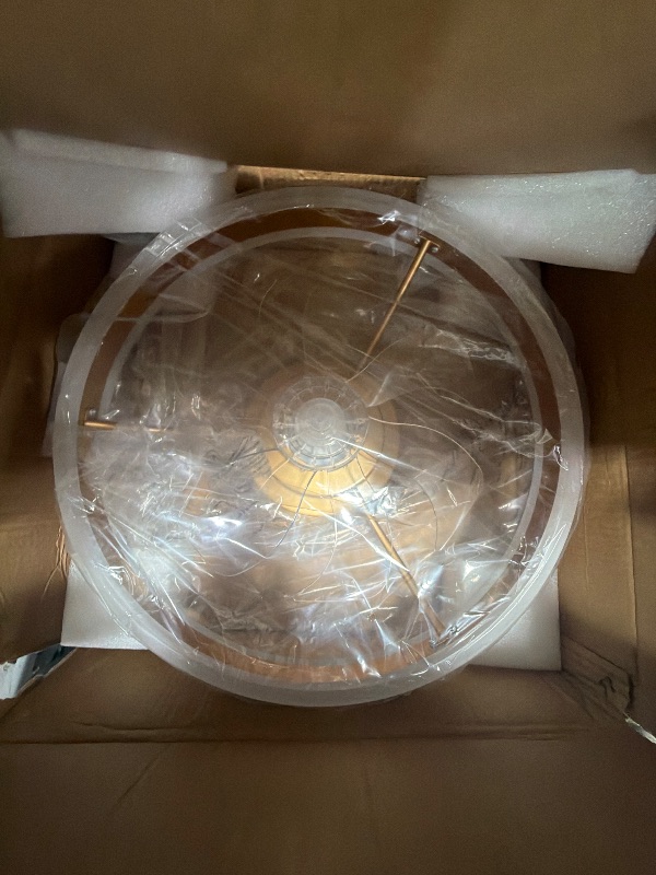 Photo 1 of **missing hardware** STERREN RGB Ceiling Fan with Light, 20'' Low Profile Ceiling Fans with Remote Control, Smart Gold Flush Mount LED Fan Light, Modern Bladeless Fandelier for Bedroom, Living Room, Kitchen