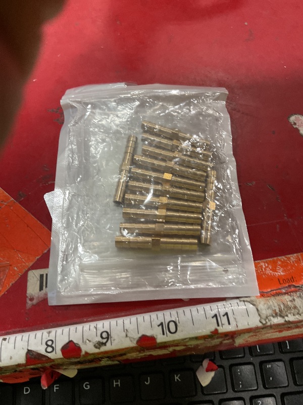Photo 1 of 1/4 Inch Hose Barb Fitting, 12 Pcs Brass Splicer Mender Barbed Connector Air Hose Fittings Metal Air Line Repair Kit Garden Straight Watertight Hoses Connectors for Water, Fuel, Oil
