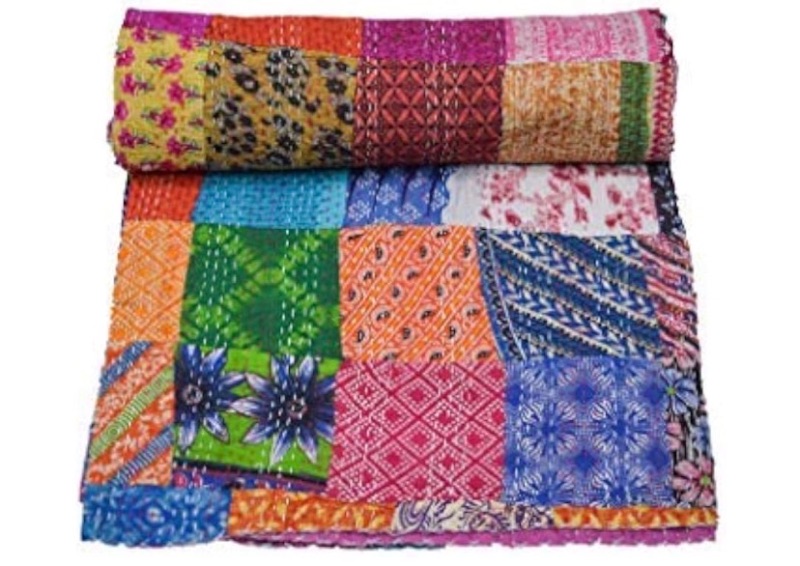 Photo 1 of 
YUVANCRAFTS Indian Kantha Quilt Pure Cotton Patch Work Traditional Print Queen Quilt Blanket Bedspreads Throw Vintage Handmade