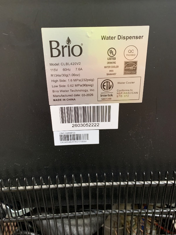 Photo 1 of **FOR PARTS ONLY**Brio Bottom Loading Water Cooler Dispenser for 5 Gallon Bottles - 3 Temperatures with Hot, Room & Cold Spouts, Child Safety Lock, LED Display with Empty Bottle Alert, Stainless Steel