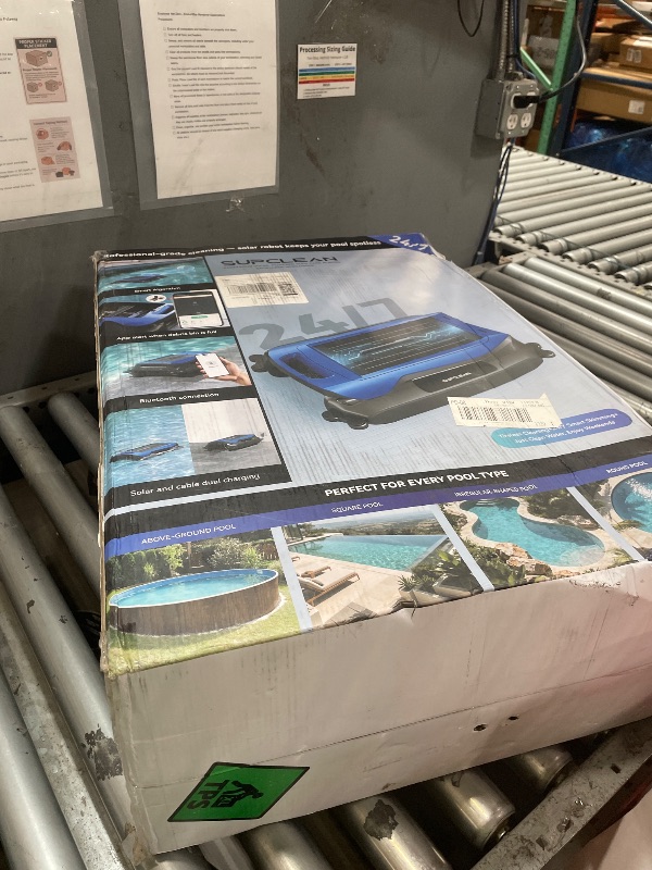 Photo 1 of **MISSING CHARGER** 24/7 Solar Powered Pool Skimmer Robot with APP Support, Automatic Electric Floating Surface Cleaner for Above Ground & Inground Pools, Auto Robotic Pool Skimmer Bluetooth Control?Blue?X0051Y67LR
