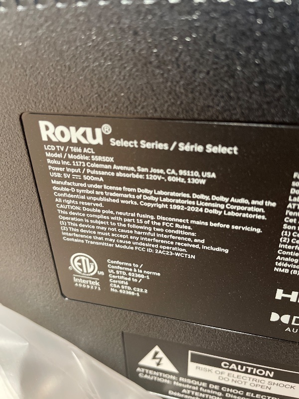 Photo 1 of **damaged** Roku Smart TV 2026 – 55-Inch Select Series, 4K QLED TV – Roku TV with Voice Remote – Flat Screen QLED Television with Wi-Fi for Streaming Live Local News, Sports, & Movies – Bluetooth Headphone Mode