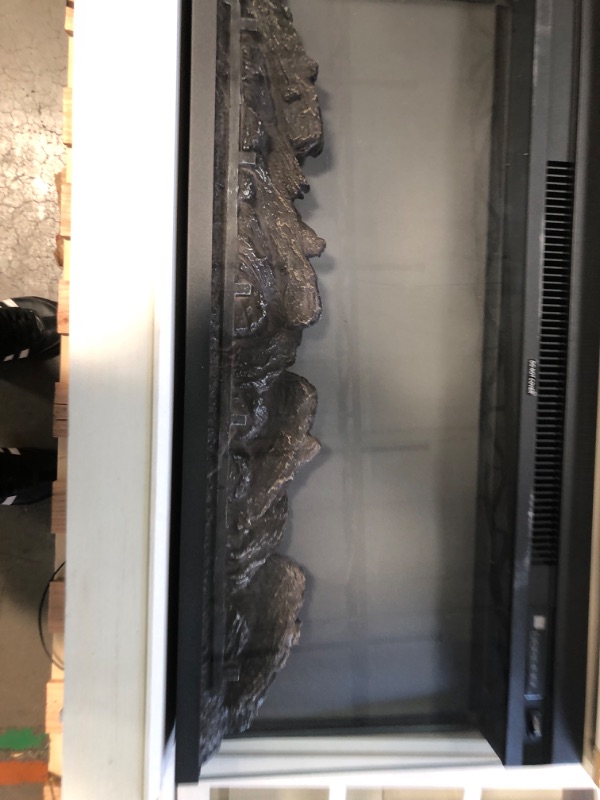 View 5 of ****LOOK AT PHOTOS, DAMAGES SHOWN IN PHOTOS****OneBlis 97" Fireplace TV Stand with 36" Electric Fireplace, Farmhouse Entertainment Center for TVs up to 100", Media Console Table with Large Storage Cabinets, for Living Room, White