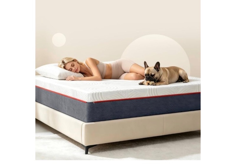 View 1 of 12" Queen Mattress in a Box with Cooling Gel Memory Foam?Zoned Pocket Coils
Reinforced Edges, Lower Motion Transfer, Medium Firm Tri-Zoned Support, No Fiberglass, CertiPUR-US Foam