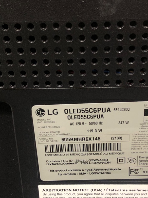 Photo 1 of *BROKEN SCREEN* LG 55-Inch Class OLED evo AI 4K C6 Series Smart TV w/Dolby Atmos, Dolby Vision, HDR10, AI Super Upscaling 4K, Filmmaker Mode, Wow Orchestra, Compatible with Alexa (OLED55C6PUA, 2026)