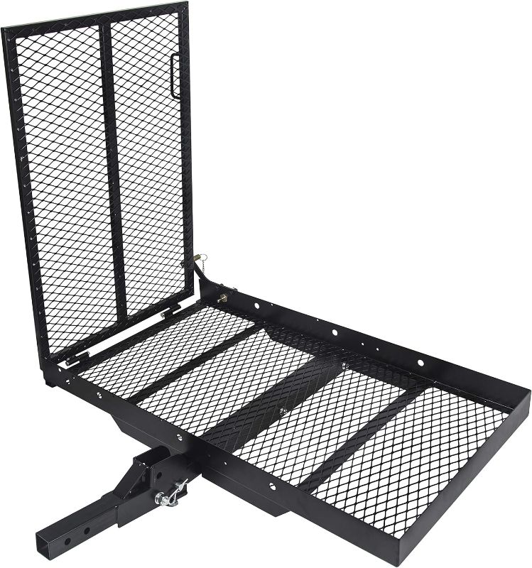 Photo 1 of 
ECOTRIC 46.2 X 26.8 X 38.7 Inch Hitch Cargo Carrier W/Ramp Foldable 500 Lbs | Trailer Hitch Mount Steel Wheelchair Carrier Mobility Scooter Ramp 2"...