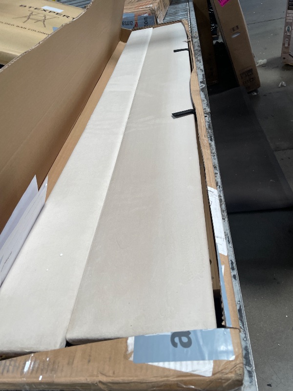 Photo 1 of *****PARTIAL SET, MISSING BOX 1/2 ****** Full Size Upholstered Platform Bed with Pull-Out Trundle Bed | Twin Size Trundle, LED Lighting Controlled by APP, USB+Type-C Charging Ports, Chenille Upholstered Bed Frame,Beige