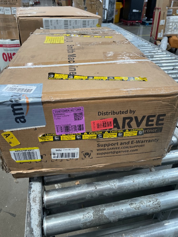 View 5 of **MISSING 2 BOXES, ONLY 1 OF 3 INCLUDED** GarveeLife Smith Machine Home Gym All in One, 2200 LBS Squat Rack Power Cage with Smith Bar, LAT Pull-Down, Cable Systems, Leg Hold-Down and More Attachments, Workout Equipment (Red Black)