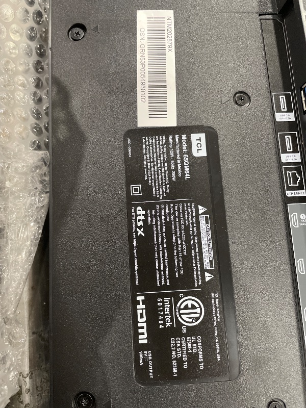 Photo 1 of **CRACKED, DOES NOT POWER ON ** TCL 65-inch QM64L Mini LED QLED 4K Smart Fire TV