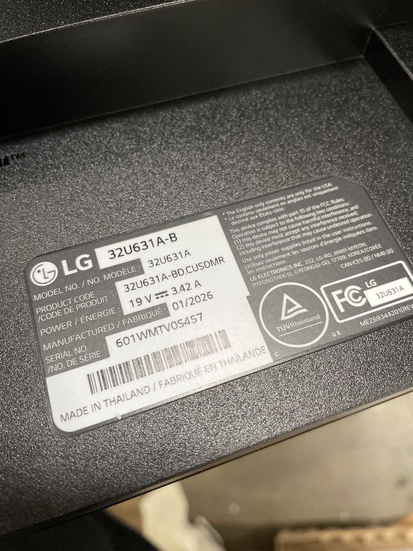 Photo 1 of ***UNABLE TO TEST*** LG 32U631A-B 32-inch QHD (2560 x 1440) IPS Computer Monitor, 100Hz, 5ms, HDR10, Reader Mode, Flicker Safe, HDMI, USB Type-C 15W PD, Black
