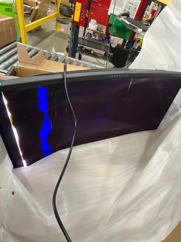 Photo 1 of ***DAMAGED** Alienware AW3423DWF Curved QD-OLED Gaming Monitor - 34-inch Quantum Dot, 0.1Ms 165Hz 21:9, 99.3% DCI-P3 Color Gamut, VESA DisplayHDR, 400, AMD FreeSync Premium Pro - Black