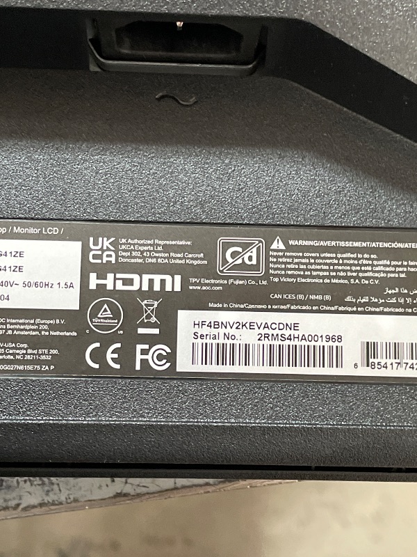 Photo 1 of **UNABLE TO TEST**AOC 27" Gaming Monitor QHD 260Hz Overclocked IPS G-SYNC Compatible Q27G41ZE
