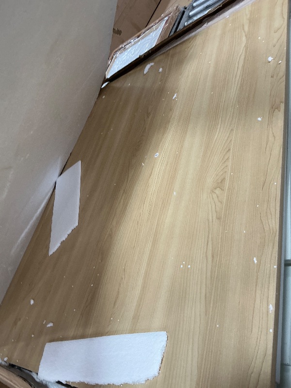 Photo 1 of **FOR PARTS ONLY, DAMAGED PIECES OF WOOD** DWVO Kitchen Island with Power Outlet, 40 inch Rolling Island Table with Trash Can Cabinet fits Double 10-Gallon Bin, Square Mobile Storage Islands with Tilt Out Garbage Bin Cabinet, White Oak