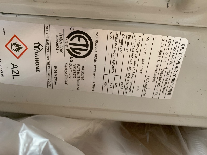 View 4 of **MISSING BOX 1, ONLY BOX 2** YITAHOME 18000 BTU Mini Split AC/Heating System