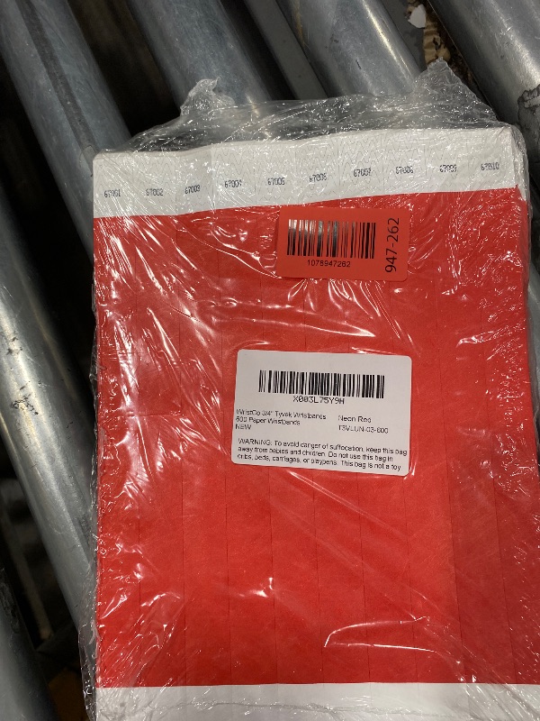 View 2 of 1,000 WristCo Neon Red Tyvek Wristbands for Events - Tamper-Proof Design