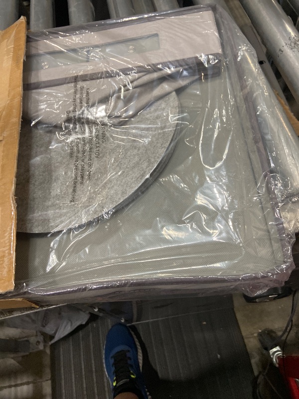 Photo 1 of ***MISSING PARTS***Household Essentials Charger Plate Storage Box, Holds 12 Plates with Felt Protectors and a Windowed Panel, Cream with Brown Trim