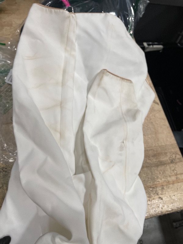 View 4 of **SEE NOTES **Women's Asymmetrical White Blazer with Black Contrast Lapels,Elegant 2 Tone Jacket with Gold Button,Business,Formal,Evening (US, Alpha, Small, Regular, Regular, White) x SMALL