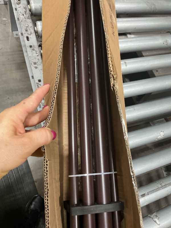 Photo 1 of 1 1/8 Inch Heavy Duty Double Curtain Rods for Windows, 72-144inch(6-12ft) Adjustable Length Telescoping Dual Drapery Rod Set with Solid Aluminum Bracket for Porch, Floor-to-ceiling Window, Matte Brown