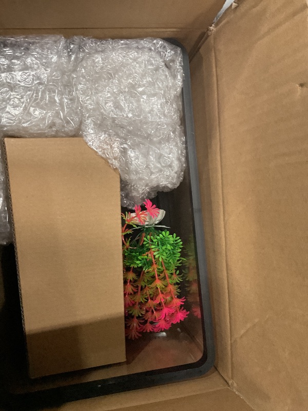 Photo 1 of (Tank + Light + Filter Balls) Turtle Tank Kit, Turtle Tank Starter Kit,Bottom Drainage, Multi-Function Areas for Turtles, Crabs,Fishes, Amphibians,Reptiles. (11.81 × 7.88 × 7.88 Inch)
