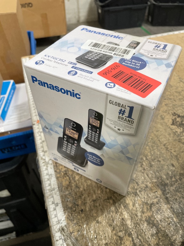 Photo 1 of **FACTORY SEALED** Panasonic Cordless Phone 2 Handsets System Expandable with Amber Backlit Display – KX-TGC352B (Black)