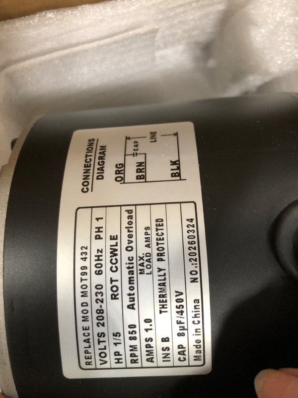 Photo 1 of ***STOCK PHOTO FOR REFERENCE ONLY***1/5 HP Condenser Fan Motor MOT99-432