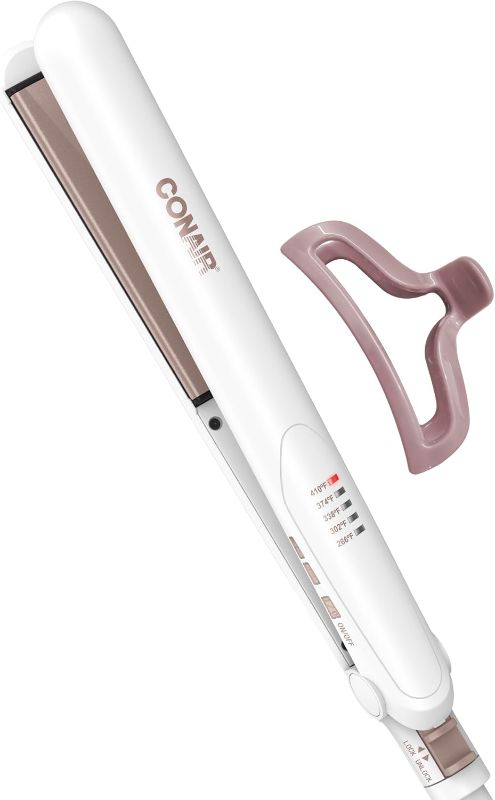Photo 1 of **ACTUAL RETAIL IS $24 **Conair Hair Straightener, Double Ceramic, 1" Extra-Long Plates | Double ceramic hair straightener for all hair types with 5 heat settings to 410°F, 30-second heat up & a claw clip